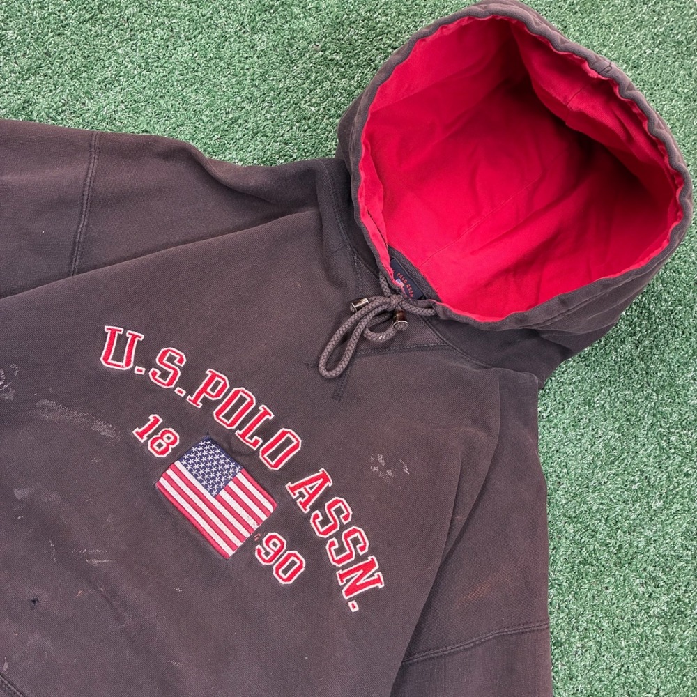 Vintage Embroidered U.S. Polo Assn. Reverse Weave Hoodie - Picture 2 of 6